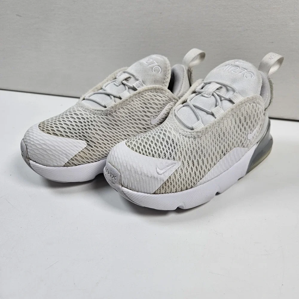 Nike Air Max 270 RT Kids 10C White‎  Platinum DD1646-103 Running Sneakers Shoes